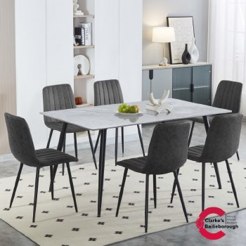 Roma Dining Set - Sintered Stone Top Table 160cm and 6 Chairs