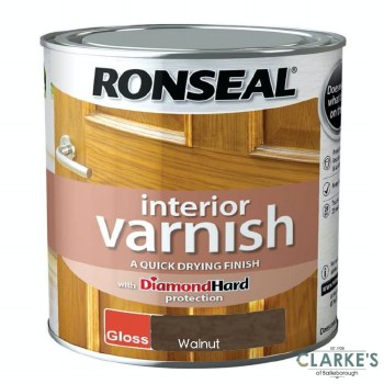 Ronseal Diamond Hard Interior Varnish Gloss Walnut 750 ml