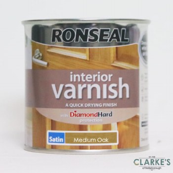 Ronseal Diamond Hard Interior Varnish Satin Medium Oak 250 ml