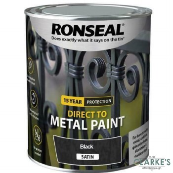 Ronseal Direct To Metal Paint Black Satin 2.5 Litre