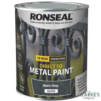 Ronseal Direct To Metal Paint Storm Grey Gloss 250ml