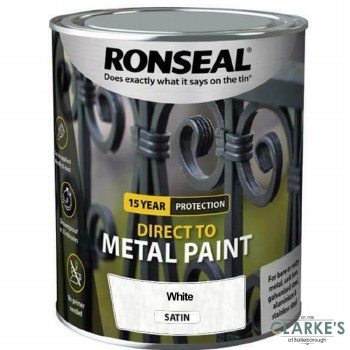 Ronseal Direct To Metal Paint White Satin 2.5 Litre