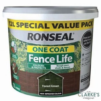 Ronseal Forest Green One Coat Fence Life 12 Litres