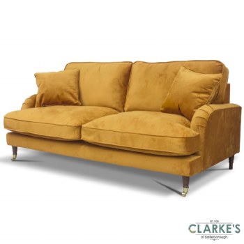 Rupert 3 Seater Velvet Sofa Mustard