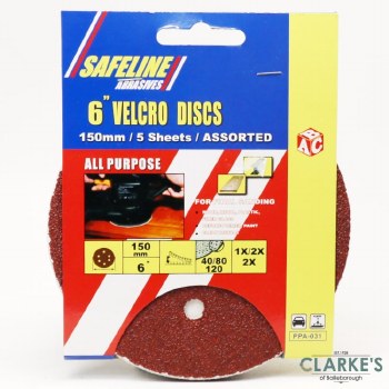 Safeline Orbital Sander 6" Sanding Discs Assorted | Pack of 5