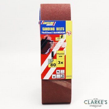 Safeline Sanding Belts 75 mm Grit 80 Medium