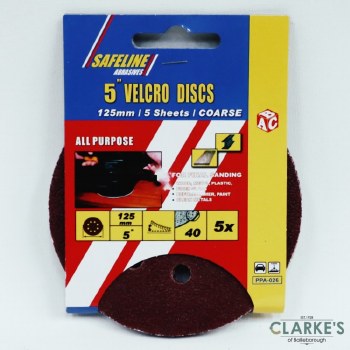 Safeline Orbital Sander 5" Sanding Discs 40 Coarse Pack of 5