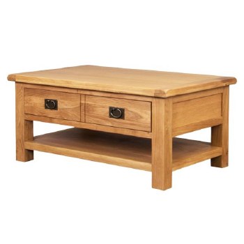 Salisbury Oak Coffee Table with Drawers & Shelf