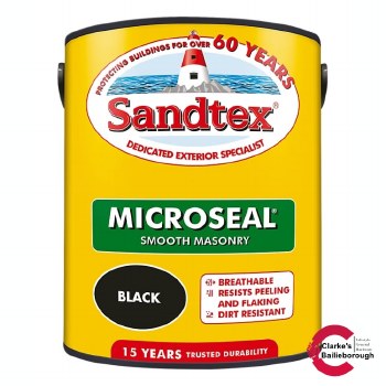 Sandtex Microseal Smooth Masonry Paint Brilliant Black 5 Litre