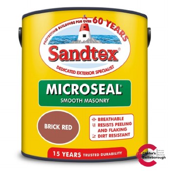 Sandtex Microseal Smooth Masonry Paint Brilliant Brick Red 5 Litre
