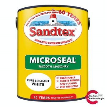 Sandtex Microseal Smooth Masonry Paint Brilliant White 5 Litre