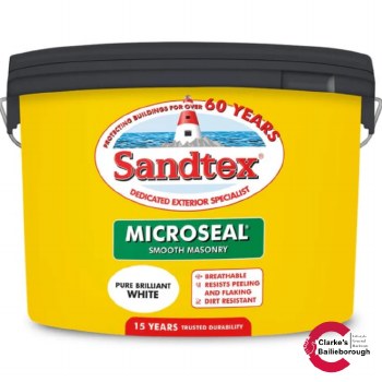 Sandtex Microseal Smooth Masonry Paint Brilliant White 10 Litre