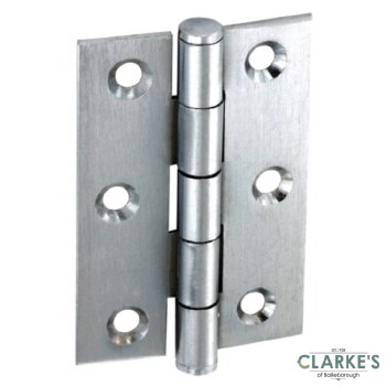Securit Crome Button Tip Butt Hinges Pair 75mm