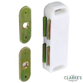 Securit Double Magnetic Door Catch White