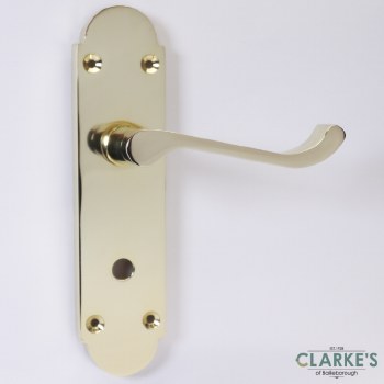 Carisbrooke Bathroom Lock Door Handle Pack Brass