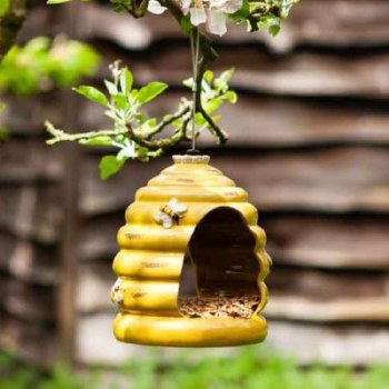 Beehive Ceramic Bird Feeder