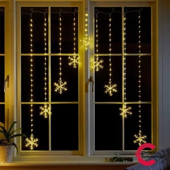 Snowflake Curtain Christmas Lights Warm White