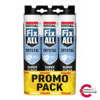 Soudal Fix All Crystal Sealant Adhesive Triple Pack