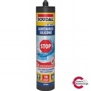 Soudal Sanitary Silicone STOP Acetic Acid Sealant Clear