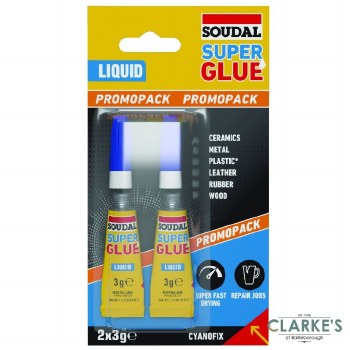 Soudal Super Glue Liquid 2 x 3g
