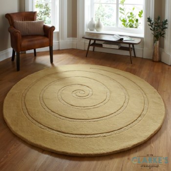 Spiral Circle Gold Rug 180 x 180cm