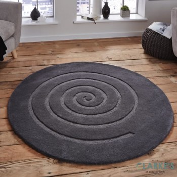 Spiral Circle Grey Rug 140 x 140cm