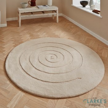 Spiral Circle Ivory Rug 180 x 180cm