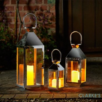 Sockholm Stainless Steel Lanterns Pack of 3