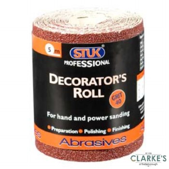 Stuk Grit 40 Decorators Roll Sanding Paper 5m