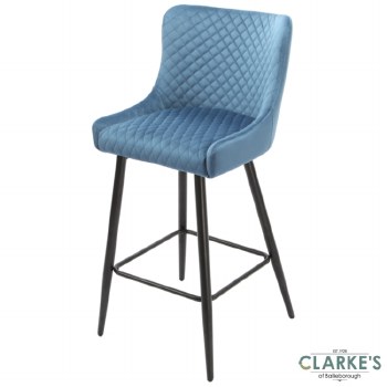 Talia Velvet Bar Stool Blue