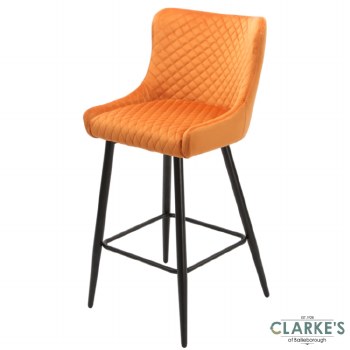 Talia Velvet Bar Stool Orange