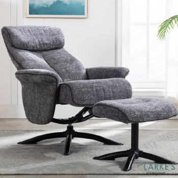 Taylor Recliner Chair with Stool Charcoal