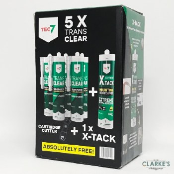 Tec7 Trade Package - 5 x Trans Clear, 1 x X-Tack and Cartridge Cutter