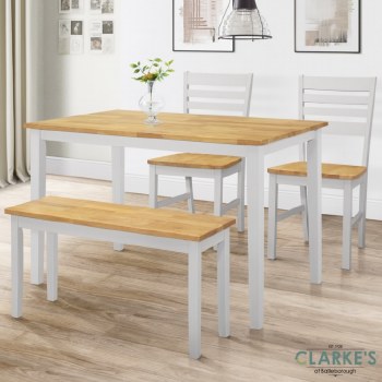 Tessa Dining Set Grey with Bench
