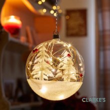10 Micro LED Christmas Battery Alpine Flask Bauble 15cm