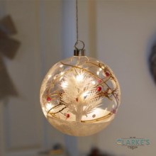 10 Micro LED Cristmas Battery Alpine Orb Bauble 15cm