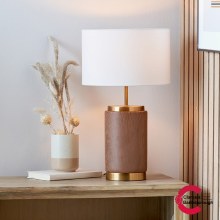 Carrara Wood Effect Base Table Lamp