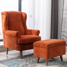 Nina Armchair with Ottoman Stool Rust