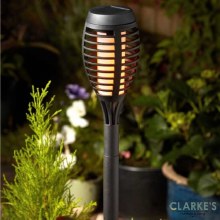 Party Flaming Torch  - Garden Solar Stake Light Black 47cm