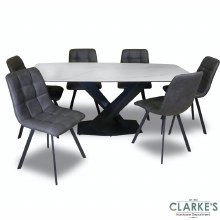 Alanna Dining Set | Ceramic Table and 6 Chairs