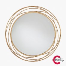 Antique Gold Metal Swirl Round Mirror