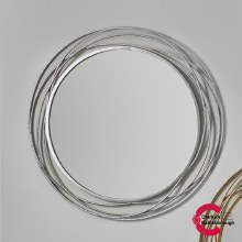 Antique Silver Metal Swirl Round Mirror