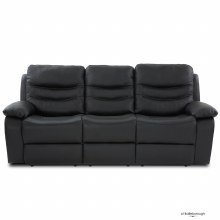 Cara 3 Seater Leather Recliner Sofa Black