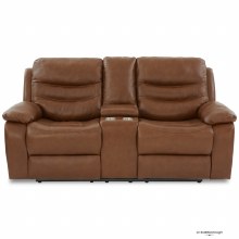 Cara 2 Seater Leather Recliner Sofa with Console Brown