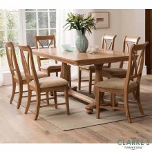 Carmen Oak dining set. Dining table and 6 chairs