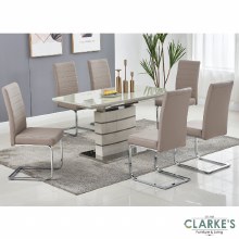 Picture of Chantelle Cappuchino extending dining table set. Table and 6 chairs
