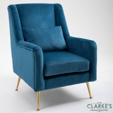 Cindy Velvet Accent Chair Blue