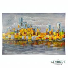 Picture of City Skyline - Painted Wall Art on Canvas