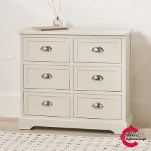 Croft Linen Pine Wood 6 Drawer Sideboard