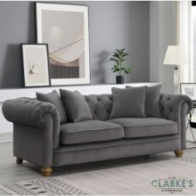 Elba Velvet 3 Seater Sofa Grey